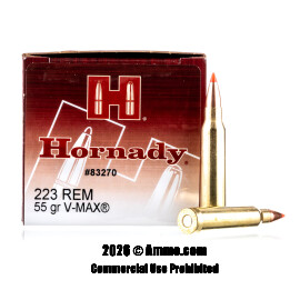 Hornady 223 Ammo - 500 Rounds of 55 Grain V-MAX Ammunition