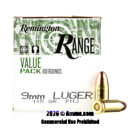 Image of Remington Range 9mm Ammo - 600 Rounds of 115 Grain FMJ Ammunition