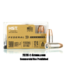 Image of Federal Personal Defense HST 9mm +P Ammo - 200 Rounds of 124 Grain JHP Ammunition