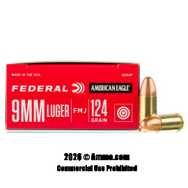 Image of Federal 9mm Ammo - 50 Rounds of 124 Grain FMJ Ammunition