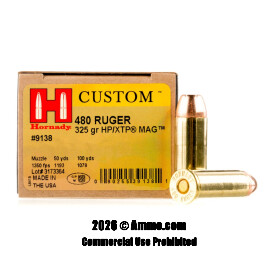 Image of Hornady 480 Ruger Ammo - 20 Rounds of 325 Grain JHP Ammunition