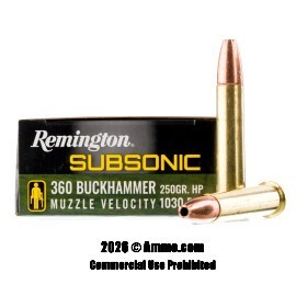 Image of Remington Subsonic 360 Buckhammer Ammo - 200 Rounds of 250 Grain Bonded HP Ammunition
