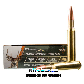 Image of Fiocchi Backwoods Hunter 270 Win Ammo - 20 Rounds of 130 Grain CHP Ammunition