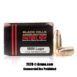 Image of Black Hills Ammunition 9mm Ammo - 20 Rounds of 115 Grain FMJ Ammunition