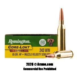 Image of Remington Core-Lokt Copper 243 Win Ammo - 20 Rounds of 85 Grain SCHP Ammunition