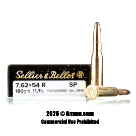Image of Sellier and Bellot 7.62x54r Ammo - 20 Rounds of 180 Grain SP Ammunition