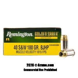 Image of Remington Golden Saber Defense 40 S&W Ammo - 20 Rounds of 180 Grain BJHP Ammunition
