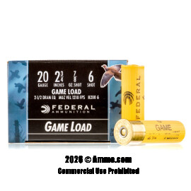 Image of Federal 20 Gauge Ammo - 25 Rounds of 7/8 oz. #6 Shot (Lead) Ammunition