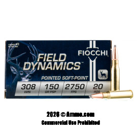 Fiocchi 308 Win Ammo - 200 Rounds of 150 Grain PSP Ammunition
