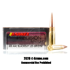 Image of Barnes Precision Match 300 AAC Blackout Ammo - 20 Rounds of 125 Grain OTM BT Ammunition