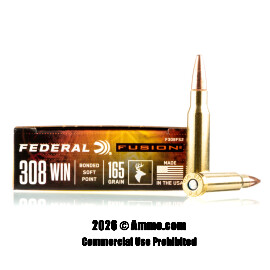 Image of Federal 308 Win Ammo - 20 Rounds of 165 Grain Fusion Ammunition