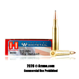 Hornady American Whitetail 270 Win Ammo - 200 Rounds of 130 Grain InterLock Ammunition
