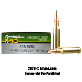 Image of Remington Core-Lokt Tipped 308 Win Ammo - 20 Rounds of 180 Grain Polymer Tip Ammunition