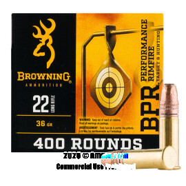 Image of Browning 22 LR Ammo - 400 Rounds of 36 Grain CPHP Ammunition