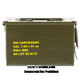 Image of Igman 7.62x51 Ammo - 560 Rounds of 147 Grain FMJ M80 Ammunition in Ammo Can