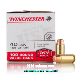Image of Winchester 40 Cal Ammo - 100 Rounds of 165 Grain FMJ Ammunition