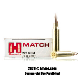 Hornady 223 Ammo - 200 Rounds of 75 Grain HPBT Ammunition