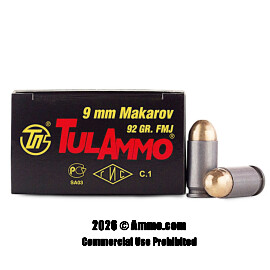 Image of TulAmmo 9mm Makarov Ammo - 1000 Rounds of 92 Grain FMJ Ammunition