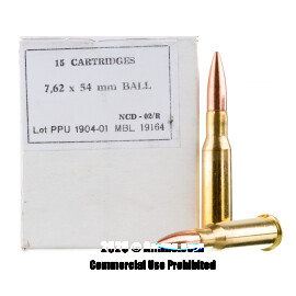 Image of Prvi Partizan 7.62x54r Ammo - 15 Rounds of 182 Grain FMJ Ammunition