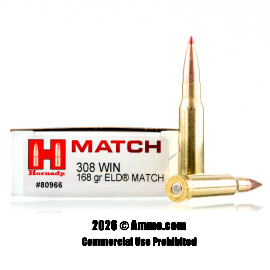 Image of Hornady Match 308 Win Ammo - 200 Rounds of 168 Grain ELD Match Ammunition