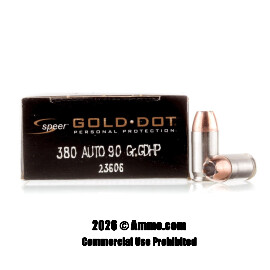 Image of Speer 380 ACP Ammo - 20 Rounds of 90 Grain HP Ammunition