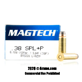 Image of Magtech 38 Special +P Ammo - 50 Rounds of 125 Grain SJHP Ammunition
