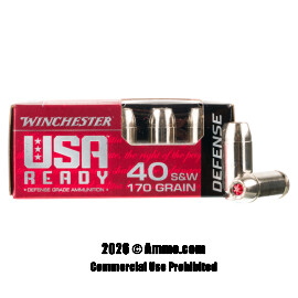 Image of Winchester USA Ready Defense 40 S&W Ammo - 20 Rounds of 170 Grain JHP Ammunition