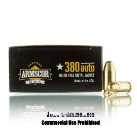Armscor 380 ACP Ammo - 1000 Rounds of 95 Grain FMJ Ammunition