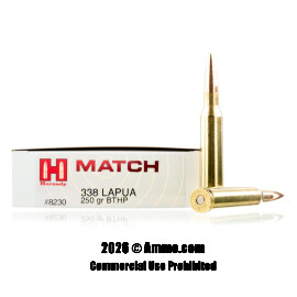 Image of Hornady 338 Lapua Ammo - 20 Rounds of 250 Grain HPBT Ammunition