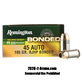Image of Remington Golden Saber Bonded 45 ACP Ammo - 20 Rounds of 185 Grain BJHP Ammunition