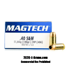 Magtech 40 cal Ammo - 50 Rounds of 180 Grain JHP Ammunition