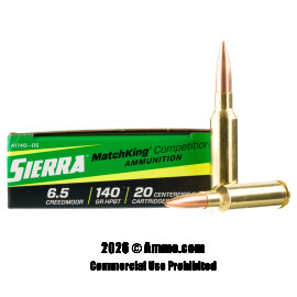 Image of Sierra MatchKing Competition 6.5 Creedmoor Ammo - 20 Rounds of 140 Grain HPBT MatchKing Ammunition