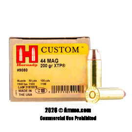 Image of Hornady 44 Magnum Ammo - 20 Rounds of 200 Grain JHP Ammunition