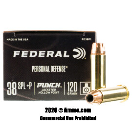 Image of Federal Punch 38 Special +P Ammo - 200 Rounds of 120 Grain JHP Ammunition