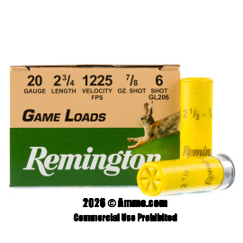 Image of Remington 20 ga Ammo - 25 Rounds of 7/8 oz. #6 Shot (Lead) Ammunition