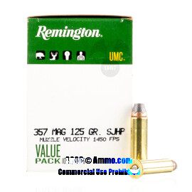 Remington 357 Magnum Ammo - 100 Rounds of 125 Grain SJHP Ammunition
