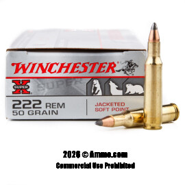 Image of Winchester 222 Rem Ammo - 20 Rounds of 50 Grain JSP Ammunition