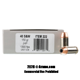 Image of Underwood 40 S&W Ammo - 20 Rounds of 150 Grain JHP Ammunition