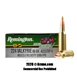 Image of Remington Premier Accutip-V 224 Valkyrie Ammo - 20 Rounds of 60 Grain Polymer Tip Ammunition