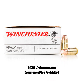 Image of Winchester 357 Sig Ammo - 50 Rounds of 125 Grain FMJ Ammunition