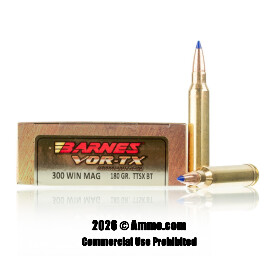 Image of Barnes VOR-TX Polymer Tip 300 Win Mag Ammo - 20 Rounds of 180 Grain TTSX Ammunition