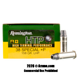 Image of Remington HTP 38 Special +P Ammo - 20 Rounds of 158 Grain LHP Ammunition