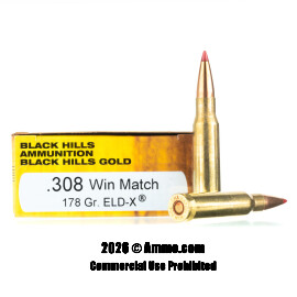 Image of Black Hills Gold 308 Win Ammo - 20 Rounds of 178 Grain ELD-X Ammunition