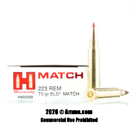 Image of Hornady 223 Ammo - 20 Rounds of 73 Grain ELD Match Ammunition