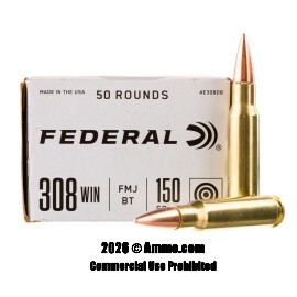 Image of Federal American Eagle 308 Win Ammo - 50 Rounds of 150 Grain FMJBT Ammunition
