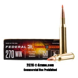 Image of Federal Fusion Tipped 270 Win Ammo - 20 Rounds of 150 Grain Bonded Polymer Tip Ammunition