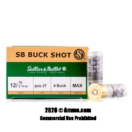 Image of Sellier and Bellot 12 Gauge Ammo - 250 Rounds of 1-1/4 oz. #4 Buck Ammunition