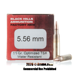 Image of Black Hills Ammunition 5.56x45 Ammo - 500 Rounds of 50 Grain TSX Ammunition