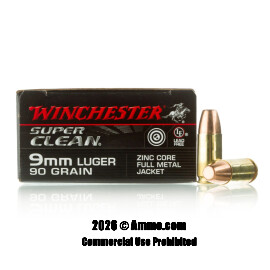 Image of Winchester Super Clean 9mm Ammo - 50 Rounds of 90 Grain FMJ Lead-Free Ammunition
