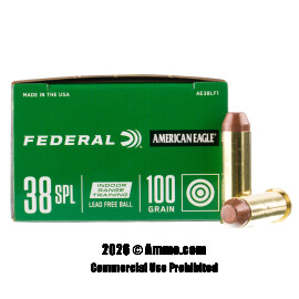 Federal American Eagle Indoor Range Training 38 Special Ammo - 50 Rounds of 100 Grain Lead Free Ammunition